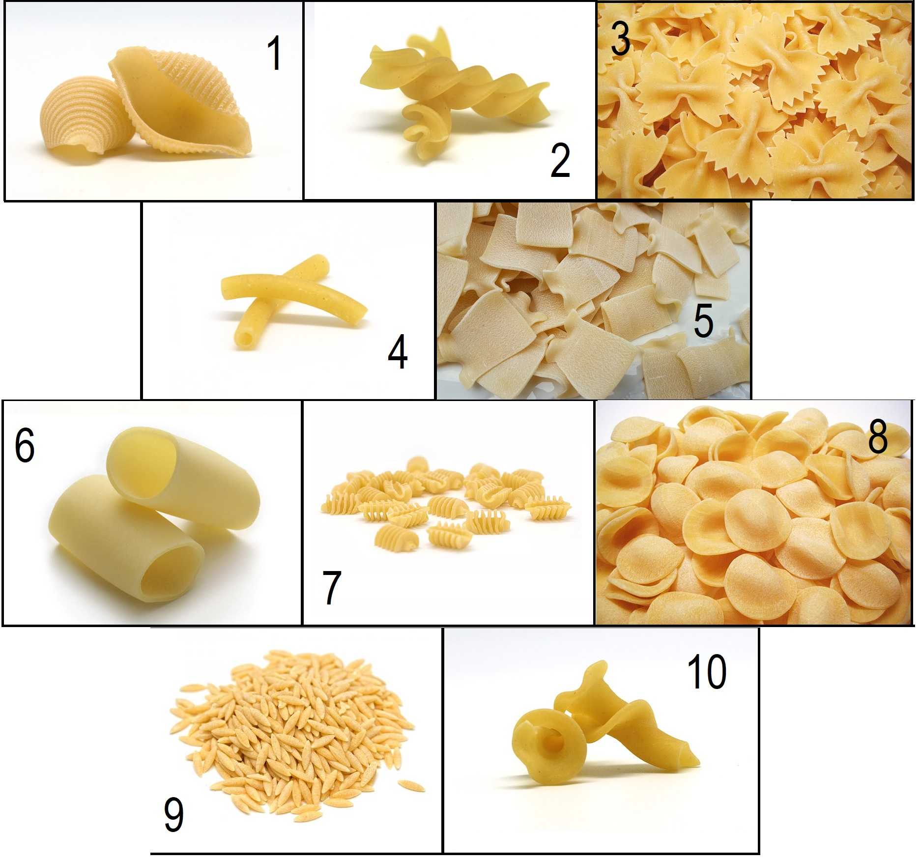 Which pasta shape is cylindrical and has ridges?