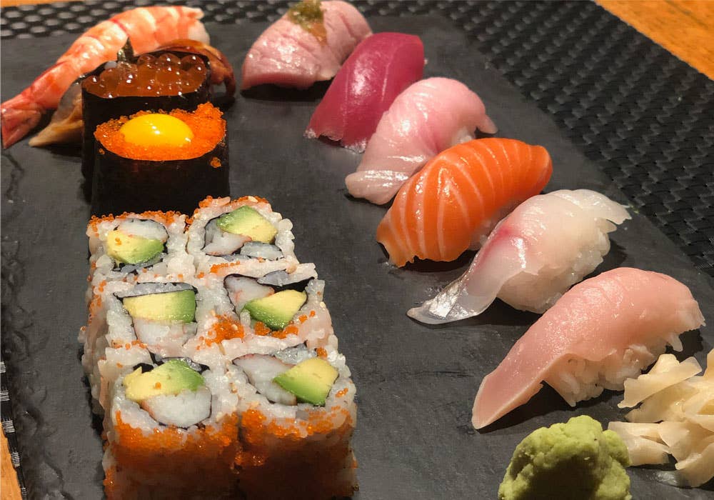 What is the purpose of wasabi in sushi?