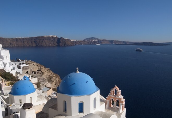 What is the famous archaeological site on Santorini called?