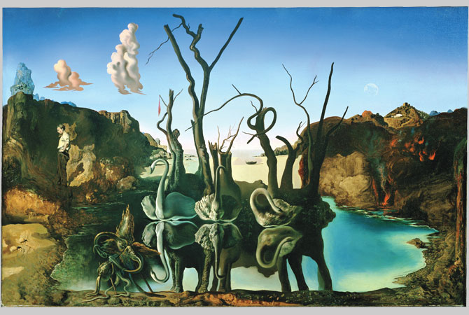 Which surrealist artist is known for his 'Elephants' painting?